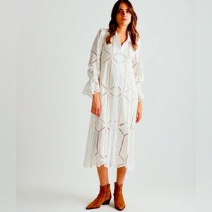 Valerie Khalfon Manteau white Long Dulce dress Retail $475
